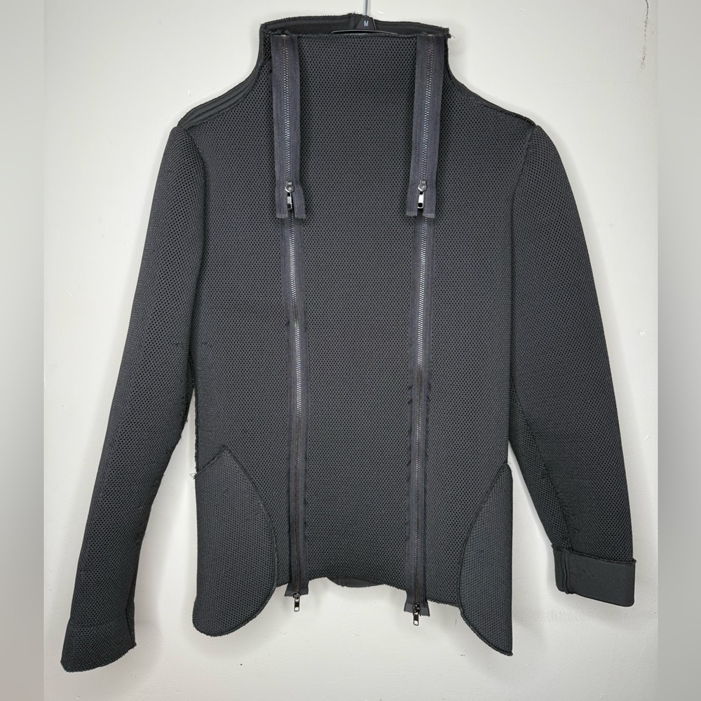 Soho g Dedigns NY Black Zip-Front High-fashion Design Textured Jacket